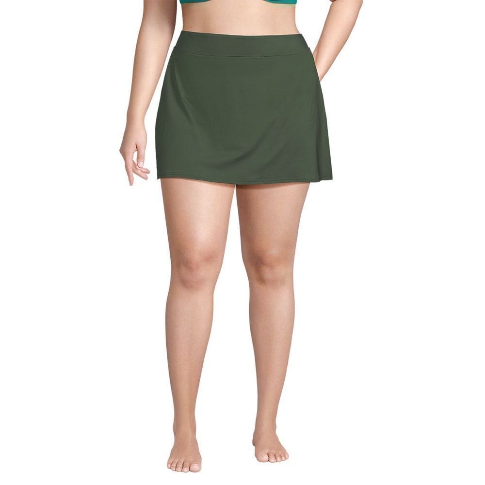 Land's End Plus Standard Sizes tummy control swim skirt deep olive green Various - Picture 3 of 5